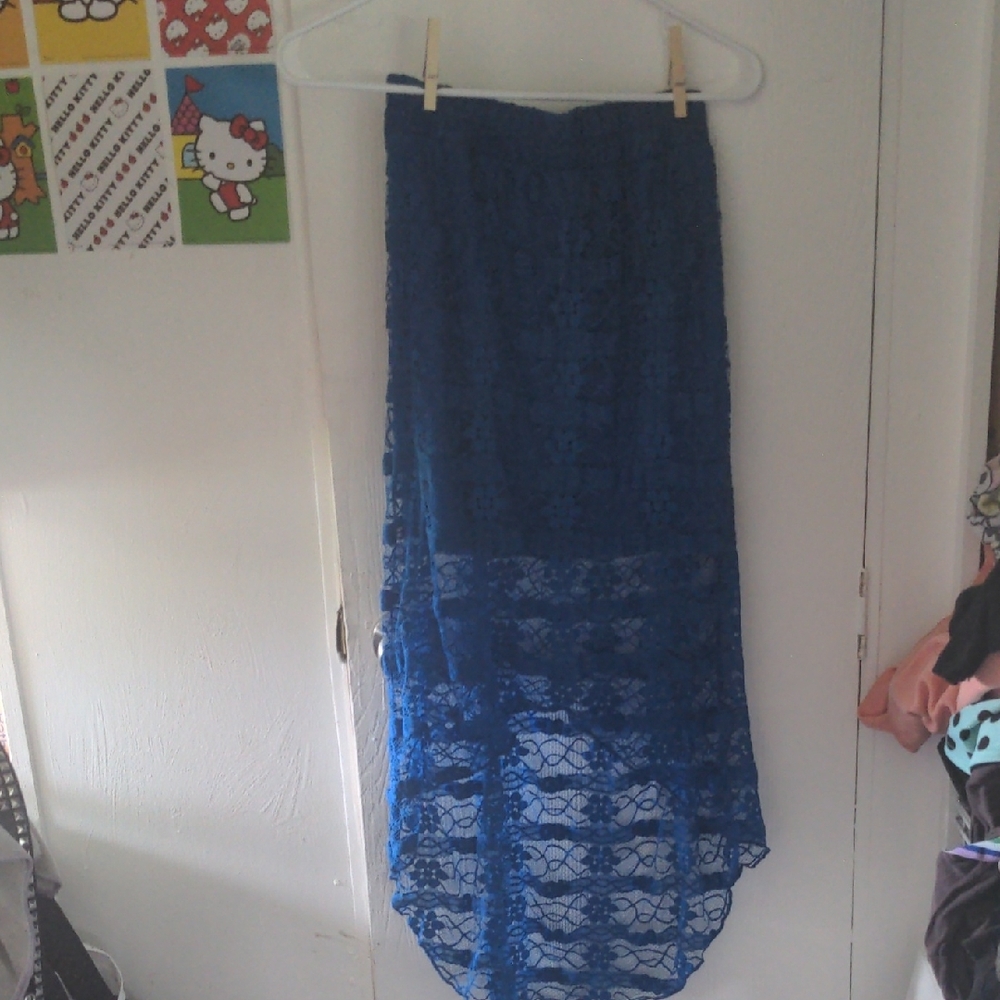 No Boundaries Blue High-Low Maxi Skirt